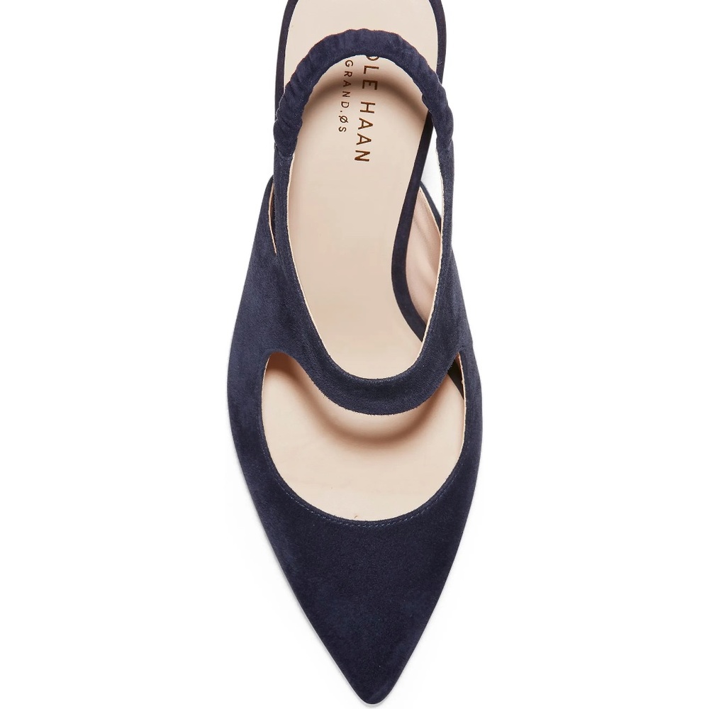 Cole Haan Liesel Navy Blue Suede Mules Heels Pumps - Picture 4 of 11